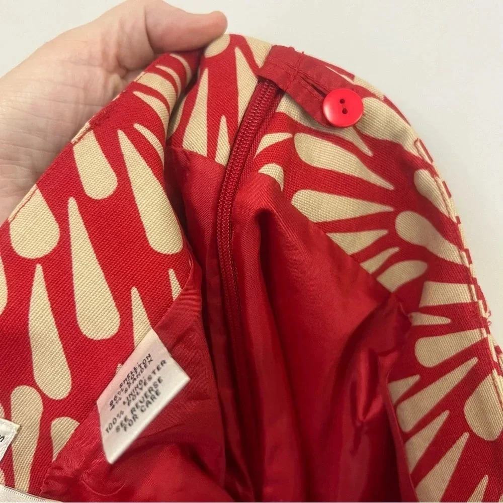 Talbots starburst pattern red and off white belted skirt, zipper pockets size 12 - Picture 8 of 12